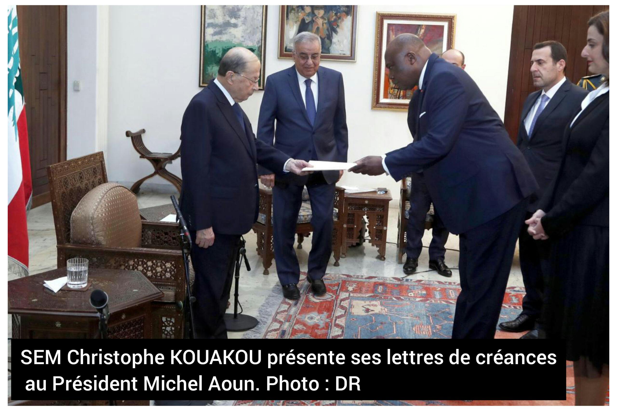 Côte d’Ivoire-Liban: SEM Christophe KOUAKOU présente ses lettres de créance au Président Michel Aoun